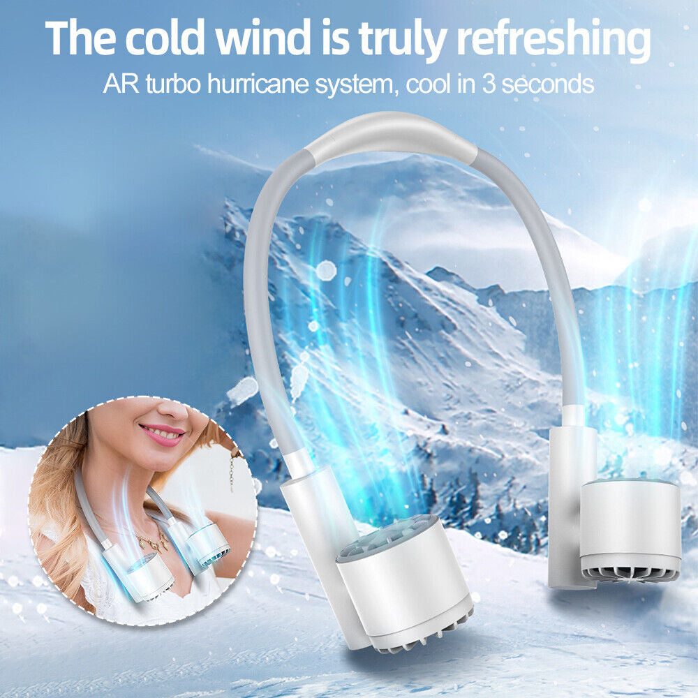 Portable Neck Fan USB Rechargeable Hands-Free Sports Mini Fan Cooler for Summer