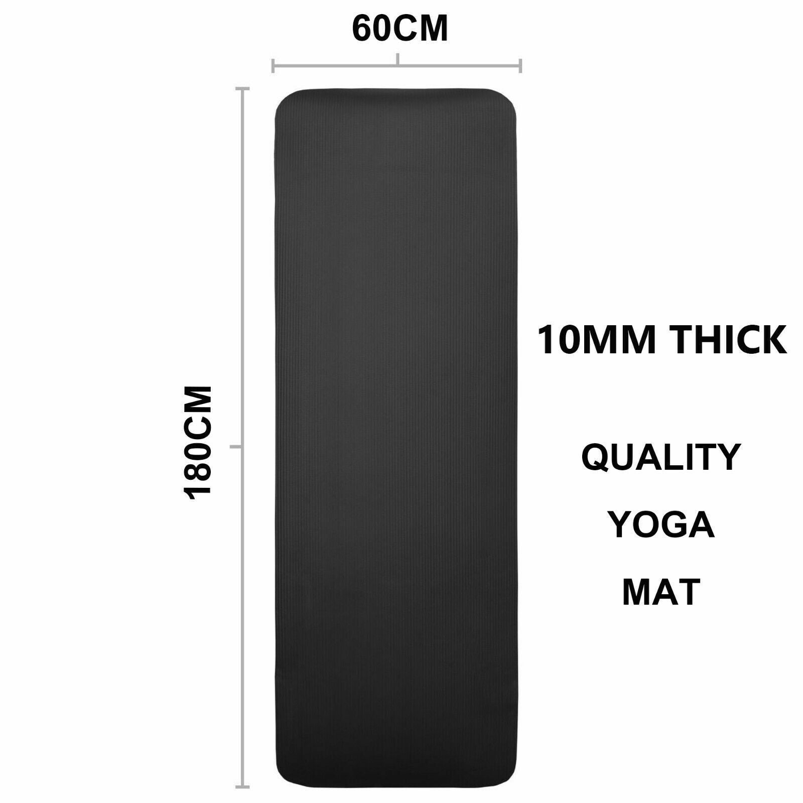 YOGA MAT 10MM THICK EXERCISE MAT GYM WORKOUT FITNESS PILATES HOME NON SLIP NBR