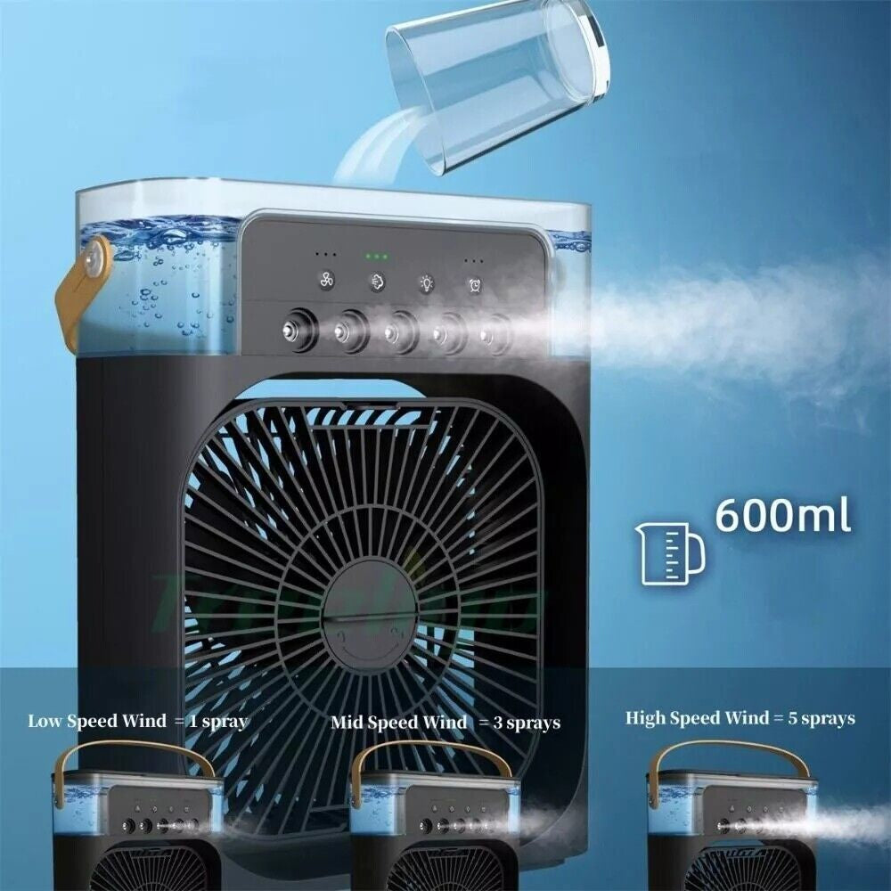 Portable 3 in 1 Fan Air Conditioner Household Small Air Cooler LED Night Lights