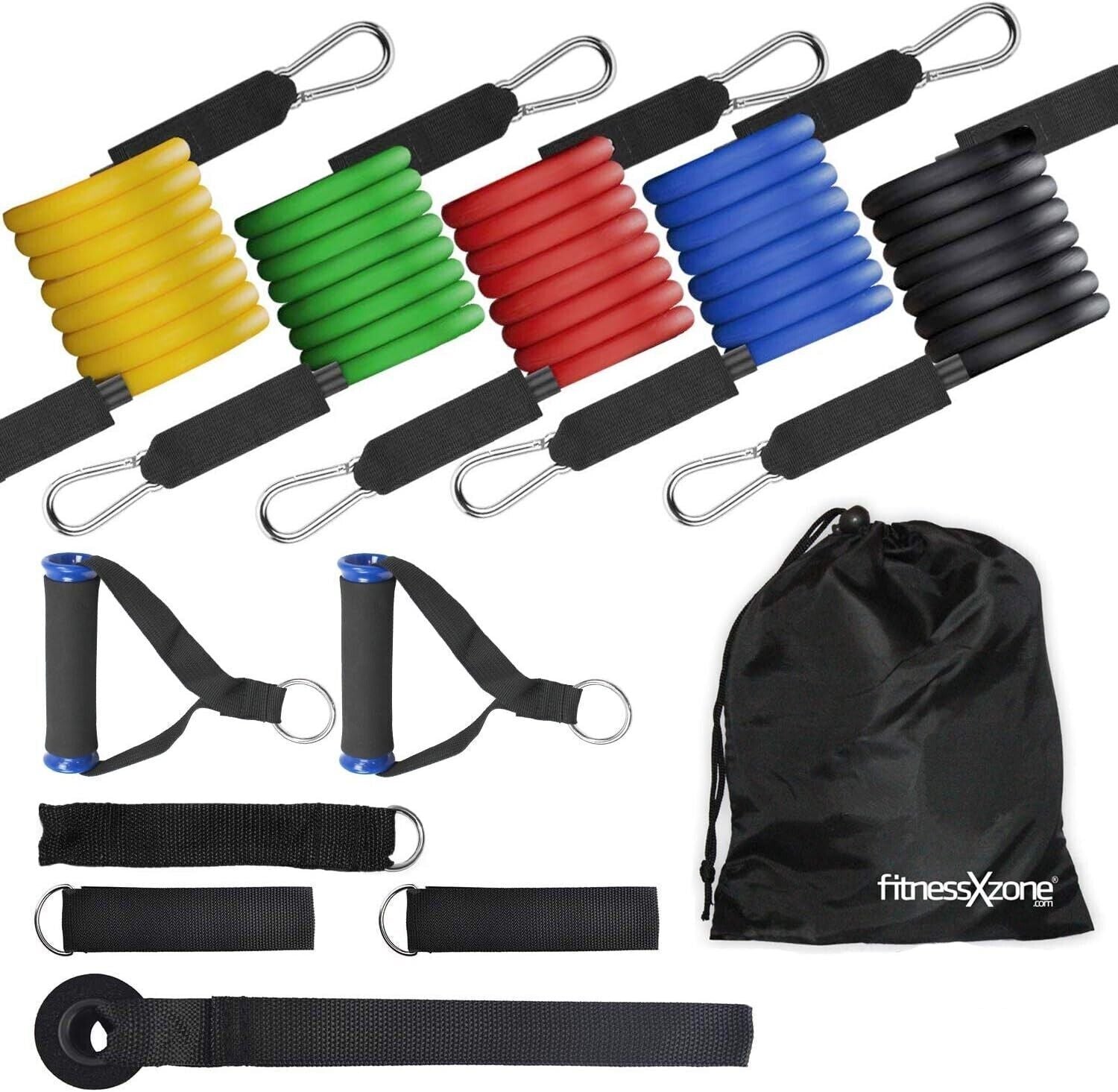 Resistance Bands Set 12Pc Handles Fitness Training Exercise for Yoga Gym Workout