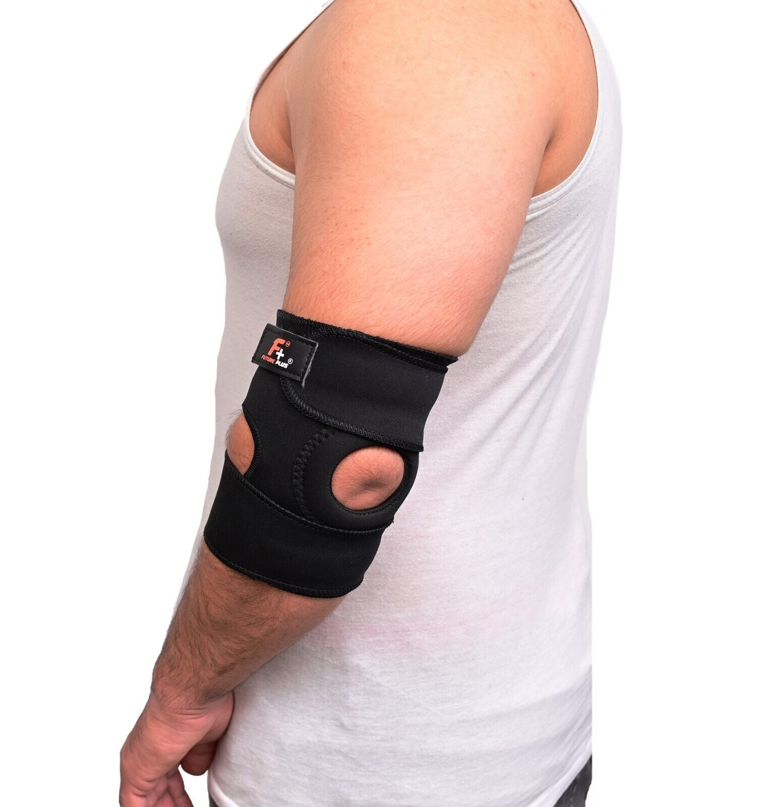 F+ Neoprene Adjustable Elbow Support Brace Tennis Arthritis Black Strap Use NHS