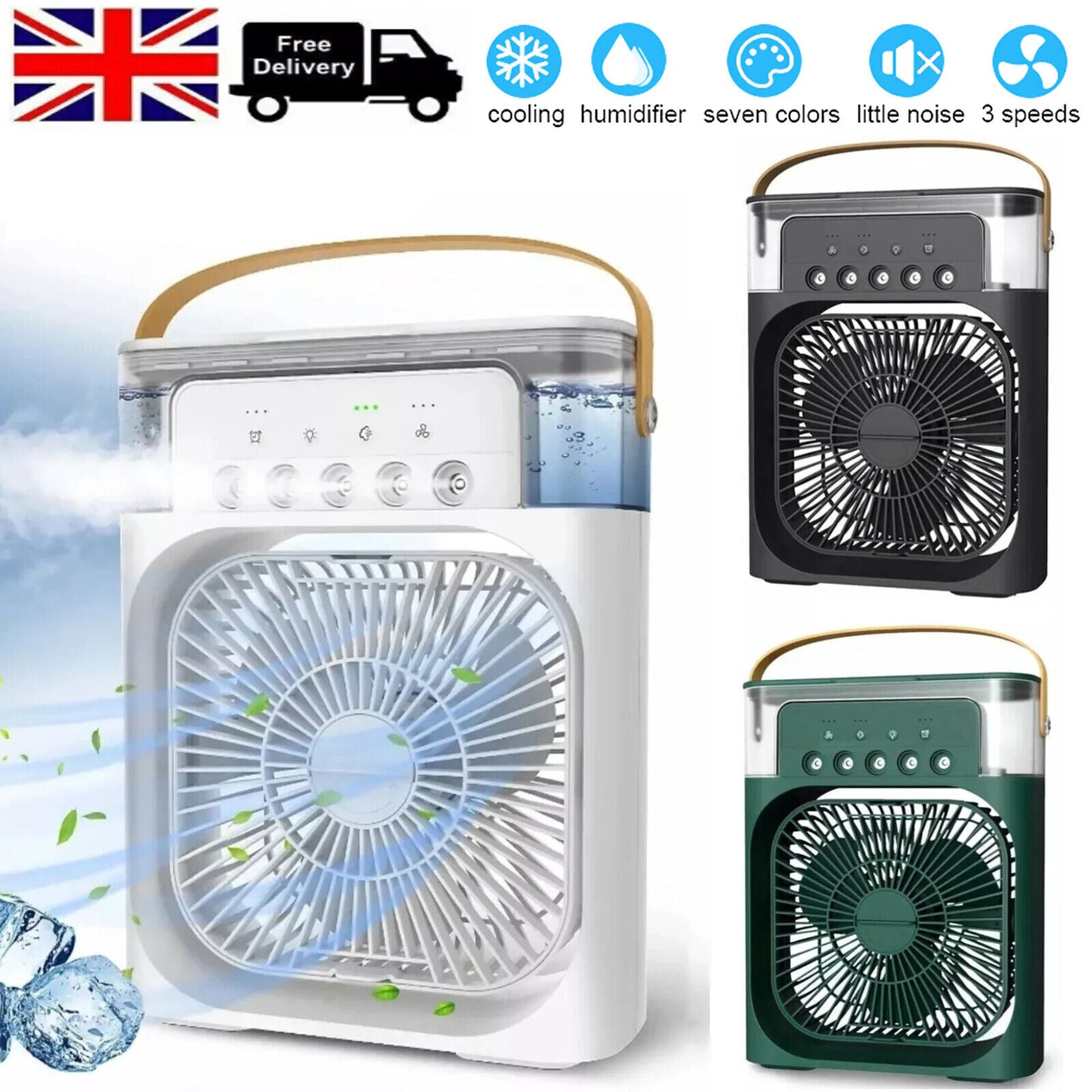 Portable 3 in 1 Fan Air Conditioner Household Small Air Cooler LED Night Lights