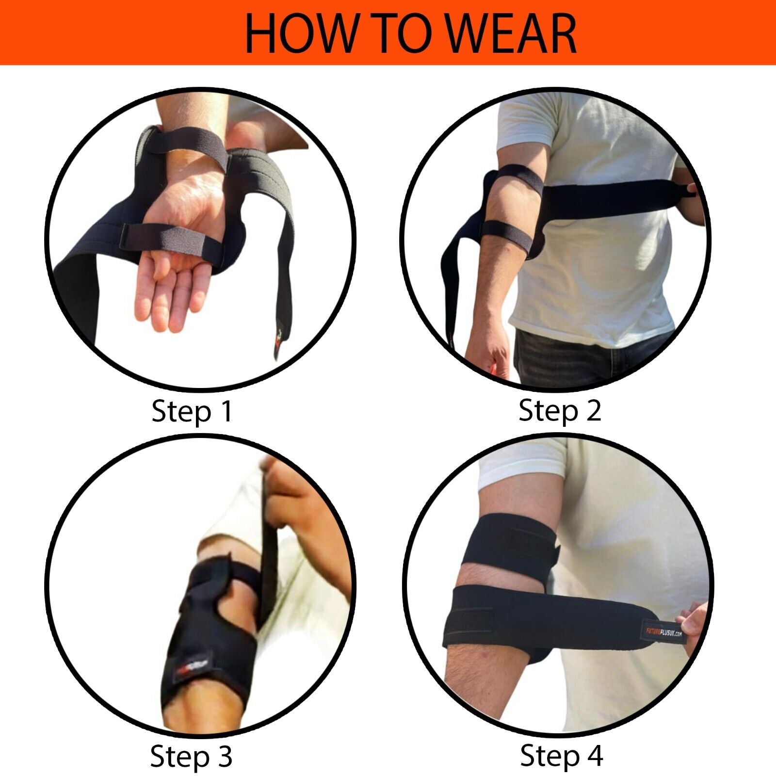 F+ Neoprene Adjustable Elbow Support Brace Tennis Arthritis Black Strap Use NHS