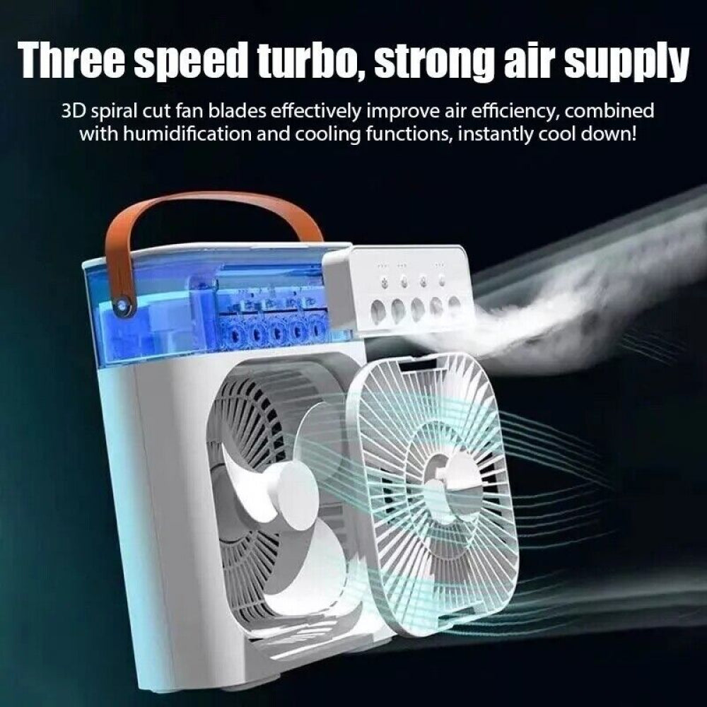 Portable 3 in 1 Fan Air Conditioner Household Small Air Cooler LED Night Lights