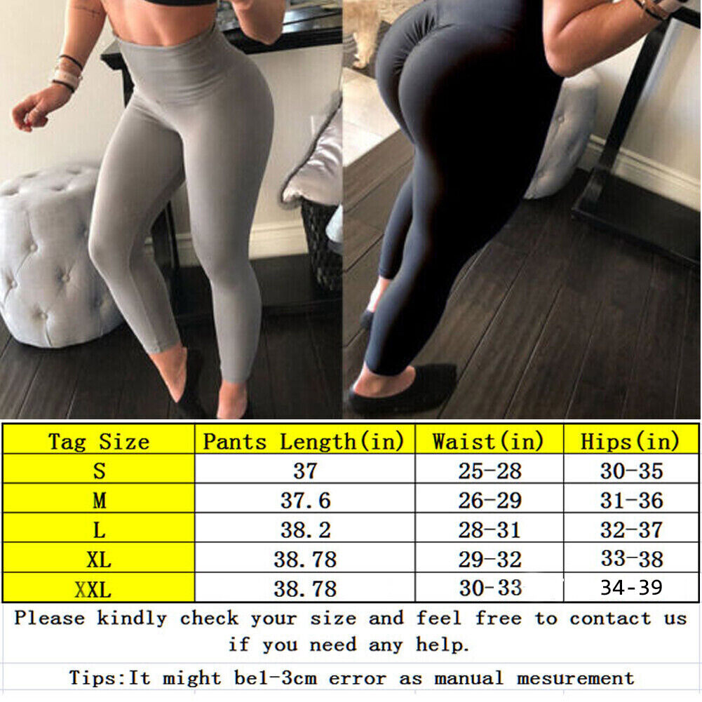 Womens Scrunch Butt Lift Yoga Pants Anti-Cellulite Gym Fitness Jogging Leggings