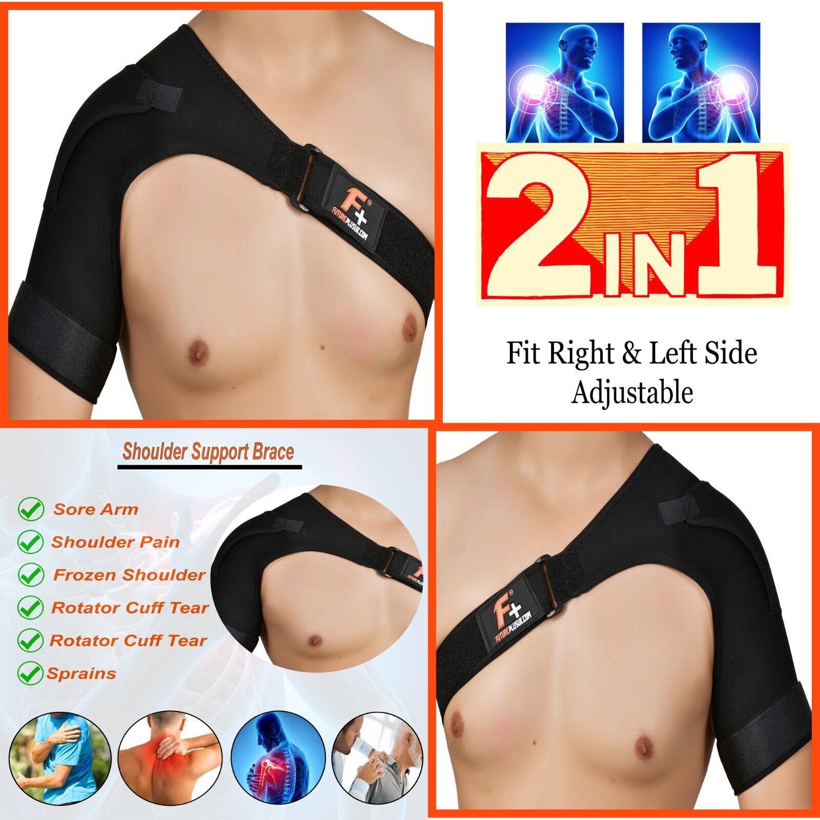 Left/Right Shoulder Brace Rotator Cuff Support Injury Dislocate Compression Stra