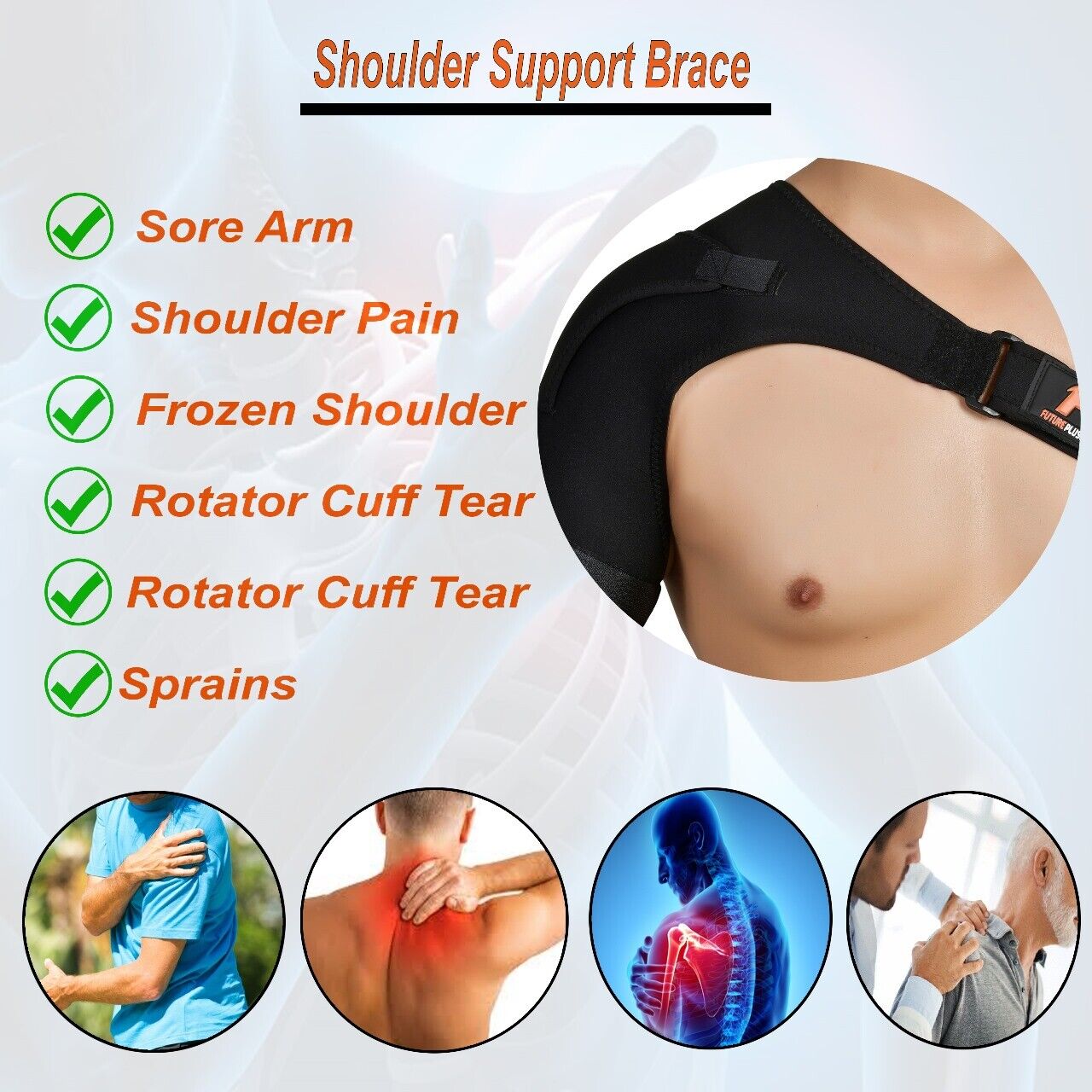 Left/Right Shoulder Brace Rotator Cuff Support Injury Dislocate Compression Stra