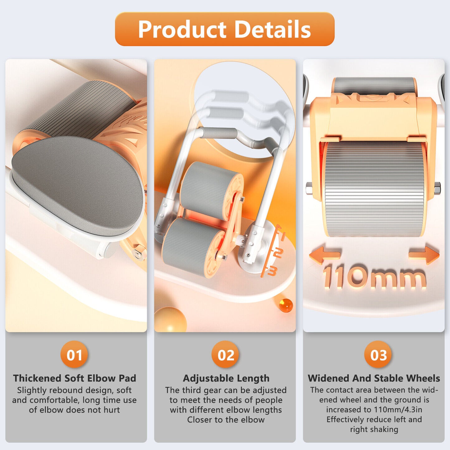 "Automatic Rebound Ab Roller: Ultimate Abdominal Wheel with Elbow Support and Anti-Slip Design"