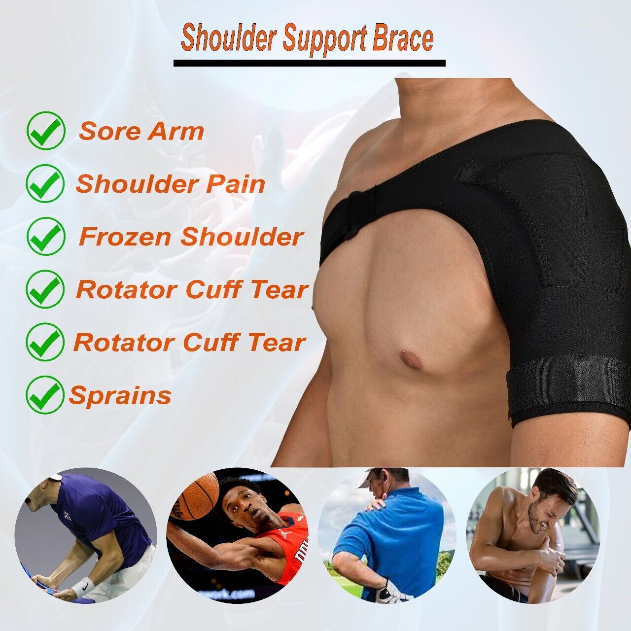 Left/Right Shoulder Brace Rotator Cuff Support Injury Dislocate Compression Stra