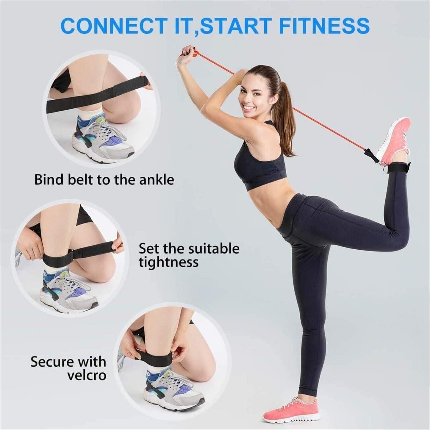 Resistance Bands Set 12Pc Handles Fitness Training Exercise for Yoga Gym Workout