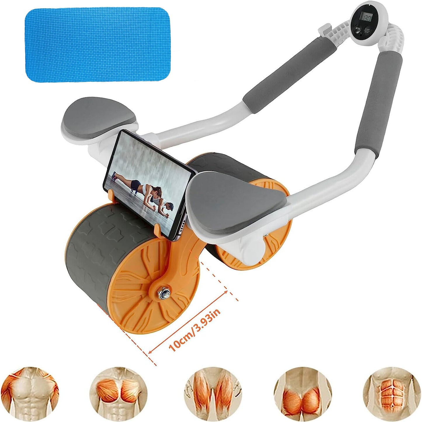 "Automatic Rebound Ab Roller: Ultimate Abdominal Wheel with Elbow Support and Anti-Slip Design"