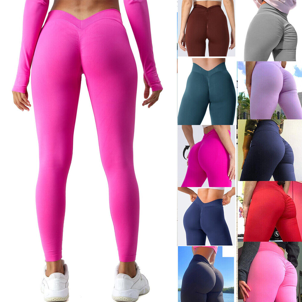 Womens Scrunch Butt Lift Yoga Pants Anti-Cellulite Gym Fitness Jogging Leggings