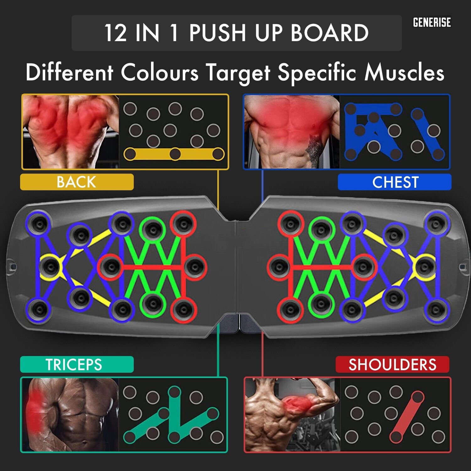 Push up Board 12In1 Chest Back Triceps Portable Folding Exercise Workout Station